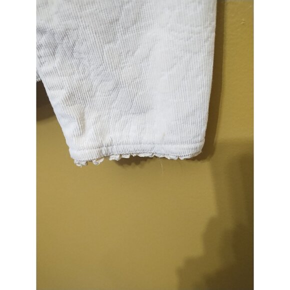 White House Black Market Fitted Ruffle 2-Button Ivory Corduroy Blazer Sz 2 Boho - Picture 2 of 8